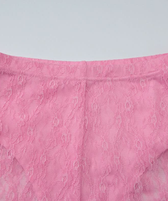 Flirty Rose Lace Pajama Set for Women | V-Neck Bowknot Top & Shorts | Cozy Fall Loungewear