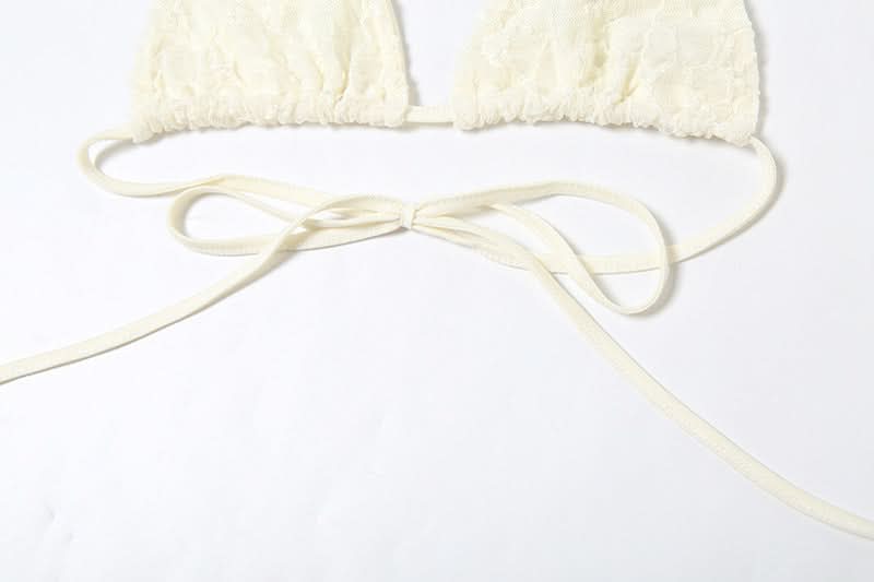 Chic Escape 3-Piece Sheer Lace Resort Set | Halter Top, Shorts & Long Sleeve Cover-Up