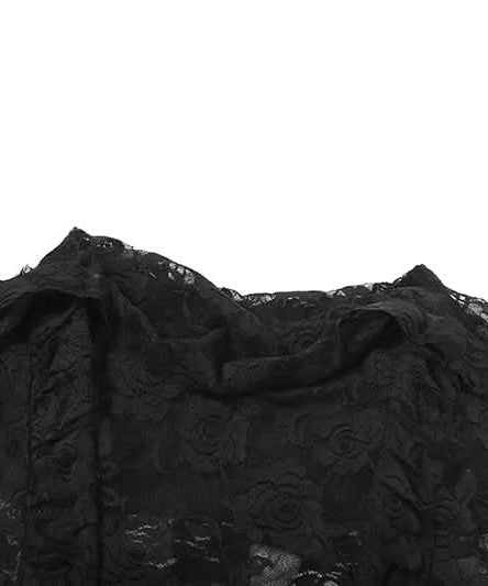 Enchanting Floral Lace Off-Shoulder Crop Top - Sheer Y2K Backless Style for Fall Nights