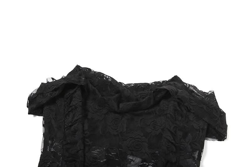 Enchanting Floral Lace Off-Shoulder Crop Top - Sheer Y2K Backless Style for Fall Nights