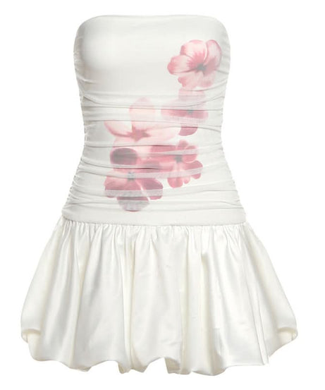 Chic Floral Mesh Bandeau Mini Dress - Your Fall Party & Date Night Essential