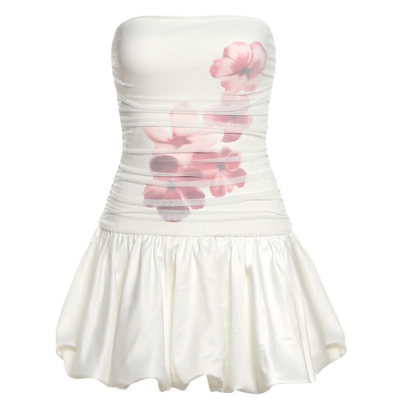 Chic Floral Mesh Bandeau Mini Dress - Your Fall Party & Date Night Essential