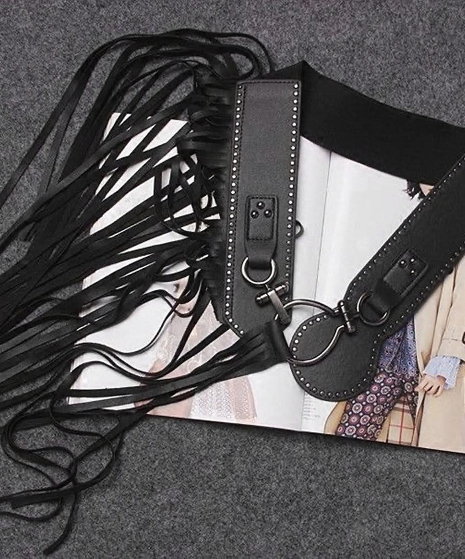 Edgy Fringe & Tassel Statement Belt - Womens PU Leather Waist Accessory for Fall Concerts & Boho Chic