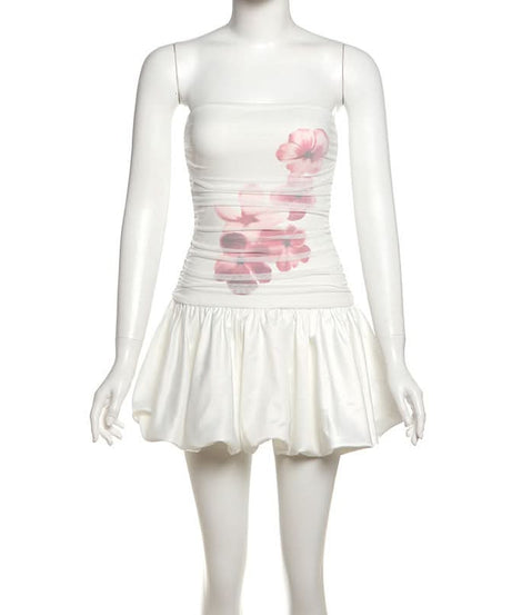 Chic Floral Mesh Bandeau Mini Dress - Your Fall Party & Date Night Essential