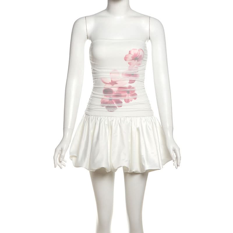 Chic Floral Mesh Bandeau Mini Dress - Your Fall Party & Date Night Essential