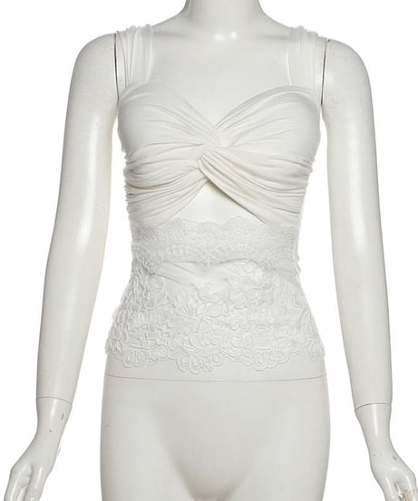 Elegant Winter White Ruched Lace Cut-Out Cocktail Dress - Holiday Glam
