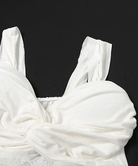 Elegant Winter White Ruched Lace Cut-Out Cocktail Dress - Holiday Glam