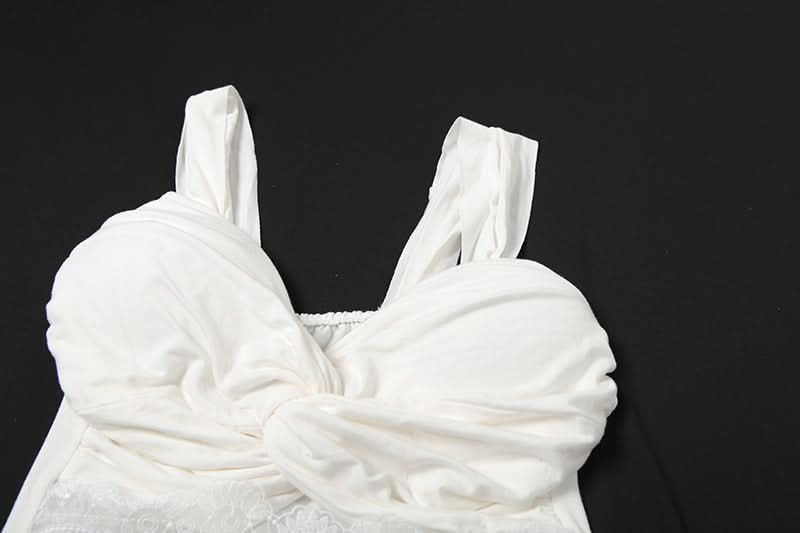 Elegant Winter White Ruched Lace Cut-Out Cocktail Dress - Holiday Glam