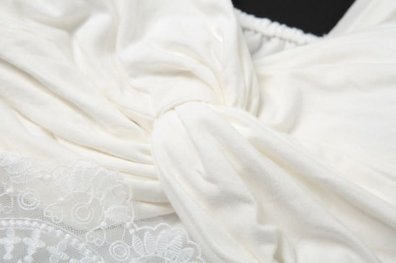 Elegant Winter White Ruched Lace Cut-Out Cocktail Dress - Holiday Glam