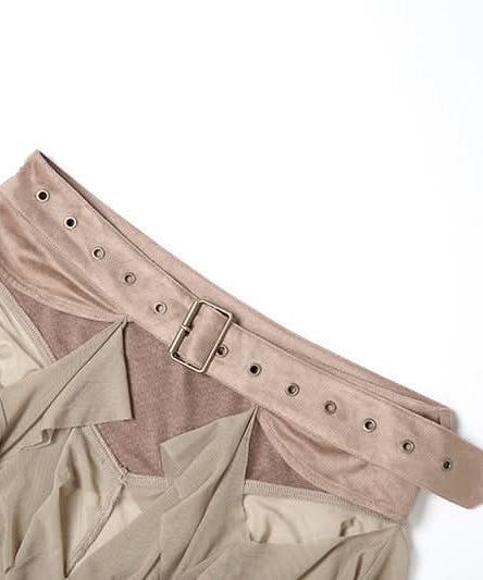 Edgy White Ruffle Mesh Overlay Belt Skirt | Gothic Rave Festival Accessory for Halloween