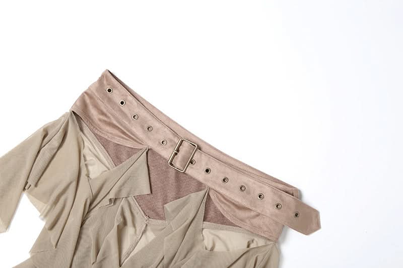 Edgy White Ruffle Mesh Overlay Belt Skirt | Gothic Rave Festival Accessory for Halloween