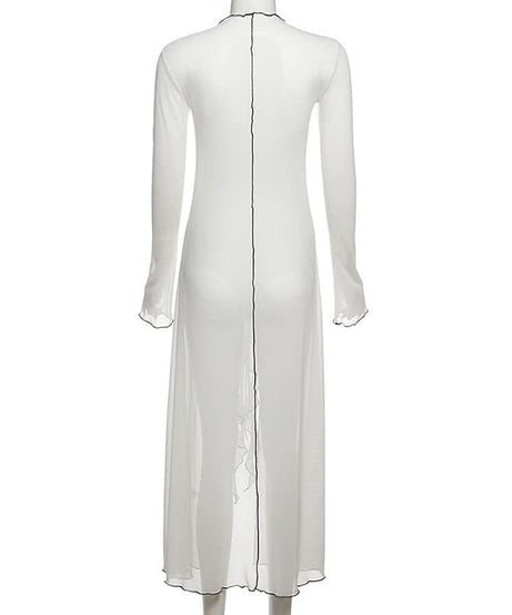 Unleash Your Edge: Sheer Mesh Ruffle Duster Cardigan - Perfect for Fall Nights & Halloween