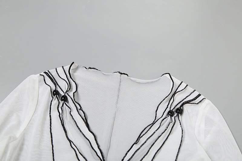 Unleash Your Edge: Sheer Mesh Ruffle Duster Cardigan - Perfect for Fall Nights & Halloween