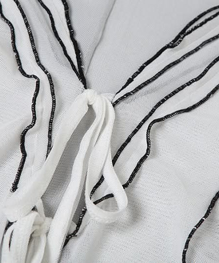 Unleash Your Edge: Sheer Mesh Ruffle Duster Cardigan - Perfect for Fall Nights & Halloween