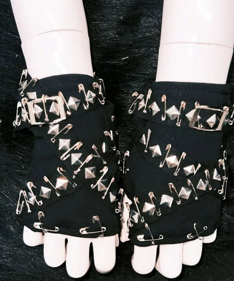 Gothic Punk Studded Fingerless Gloves | Edgy Halloween & Fall Fashion Accessory