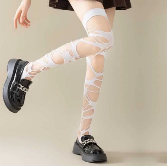 Fierce Shredded Thigh High Stockings | Edgy Gothic & Fall Fashion Statement