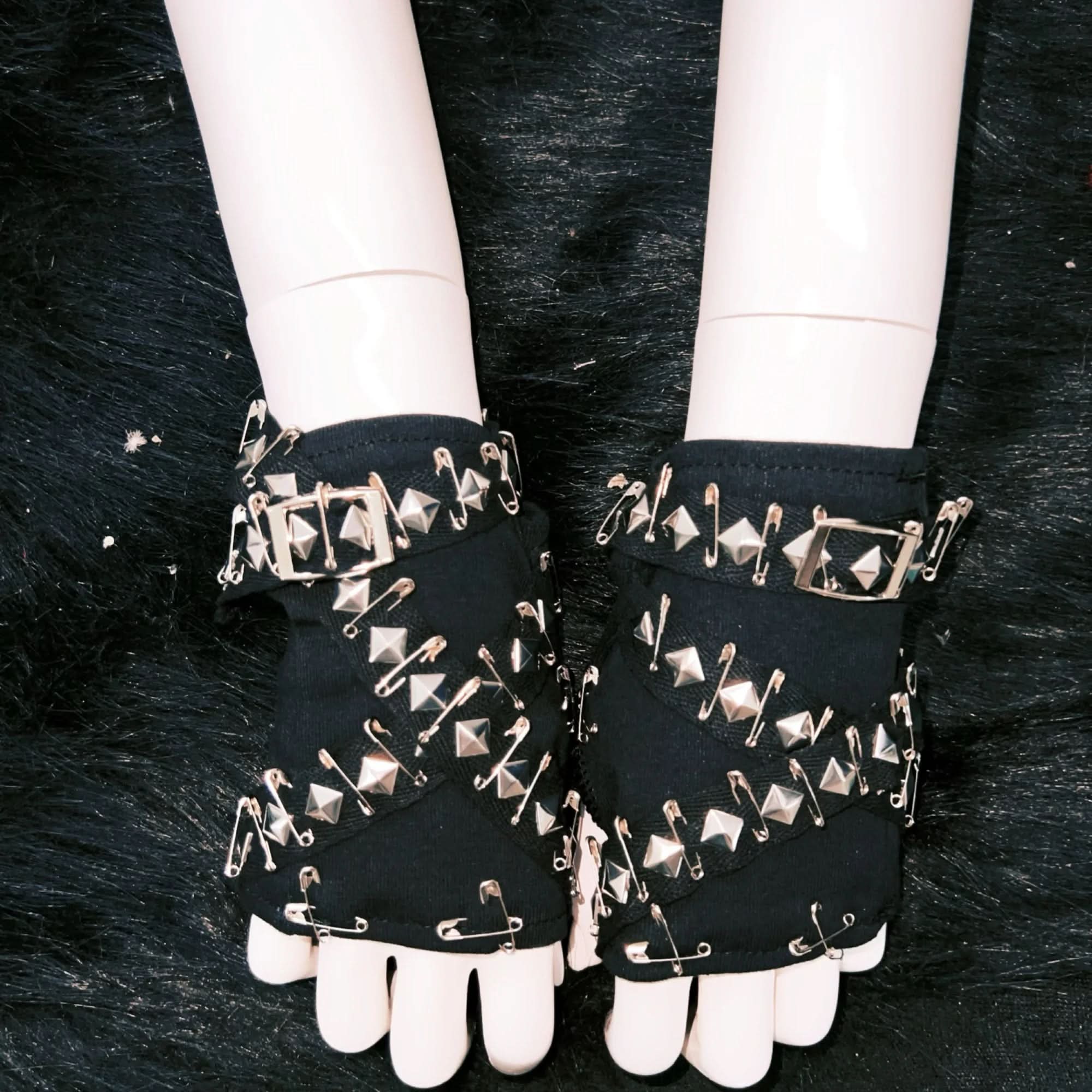 Gothic Punk Studded Fingerless Gloves | Edgy Halloween & Fall Fashion Accessory