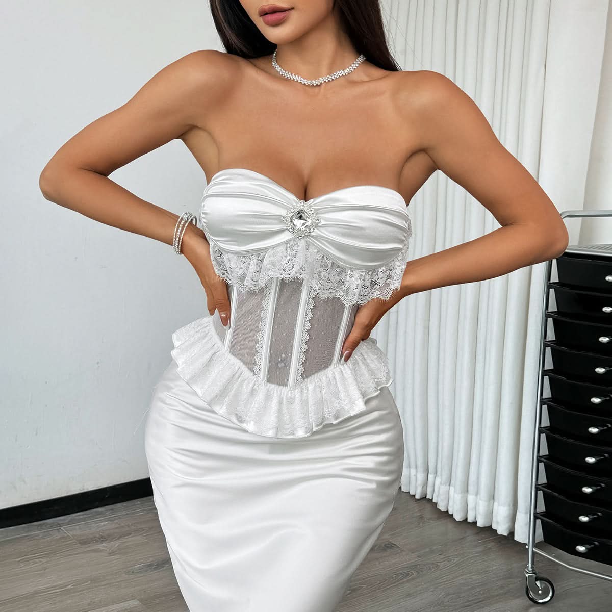 Chic White Satin Peplum Corset Top | Your Dazzling Pick for Fall Events & Holiday Parties