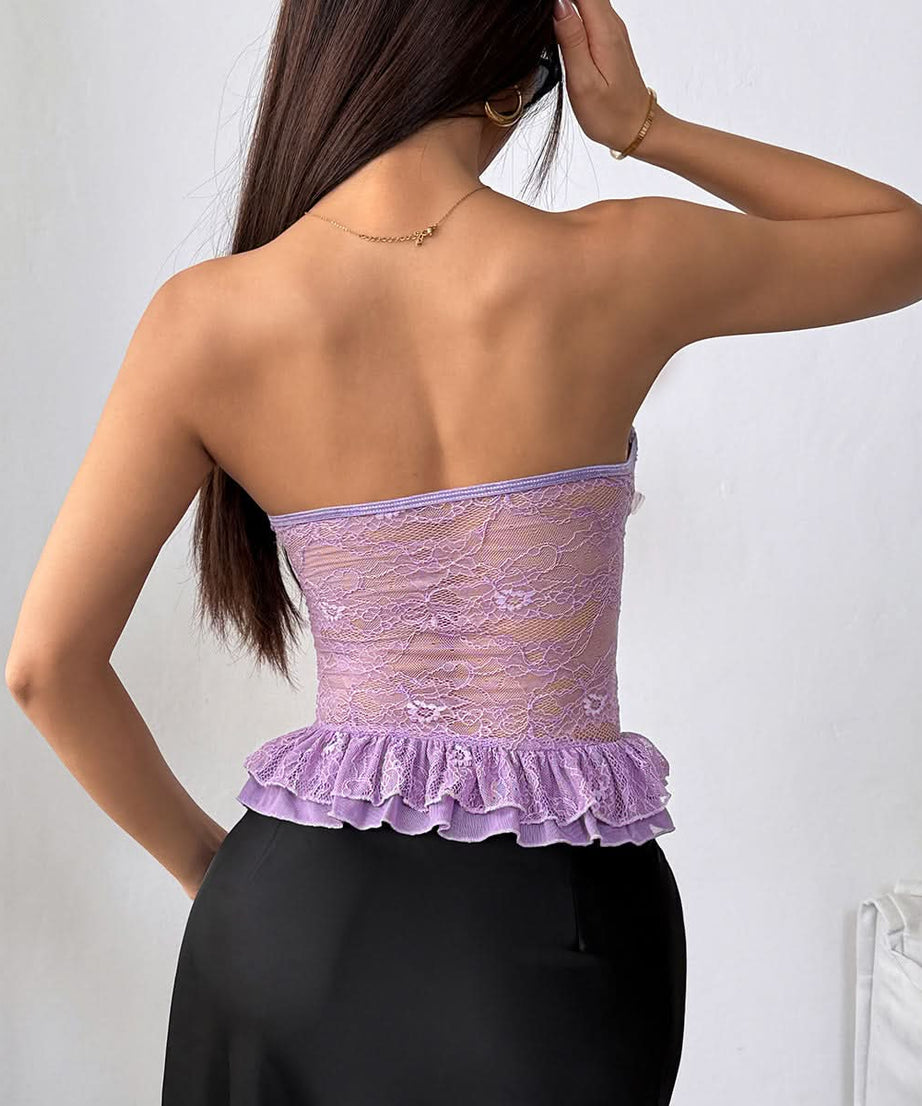 Enchanting Lavender Butterfly Lace Corset Top - Your Dreamy Holiday & Party Essential