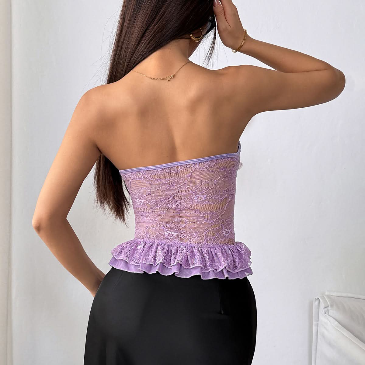 Enchanting Lavender Butterfly Lace Corset Top - Your Dreamy Holiday & Party Essential