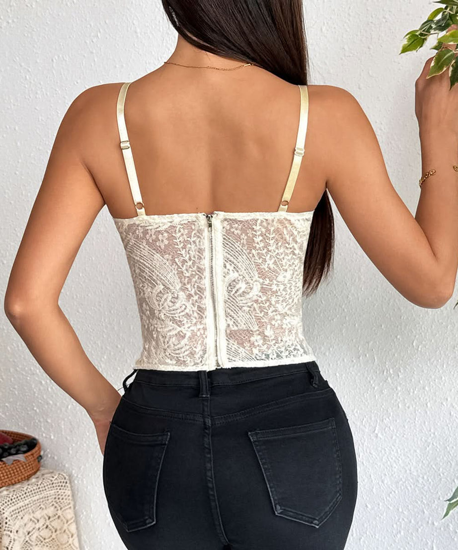 Enchanting Lace-Up Corset Cami Top - Fall Romance & Holiday Party Essential