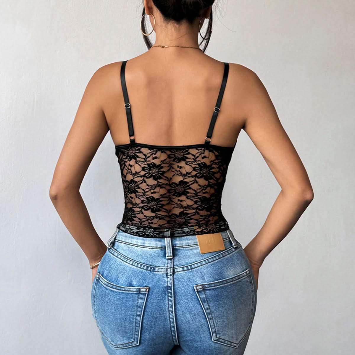 Sultry Black Lace Bustier Cami Top - Adjustable & Fall/Holiday Party Ready