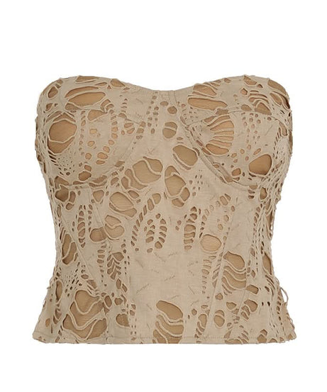 Shredded Chic Sweetheart Bustier Top - Fall Fashion Statement