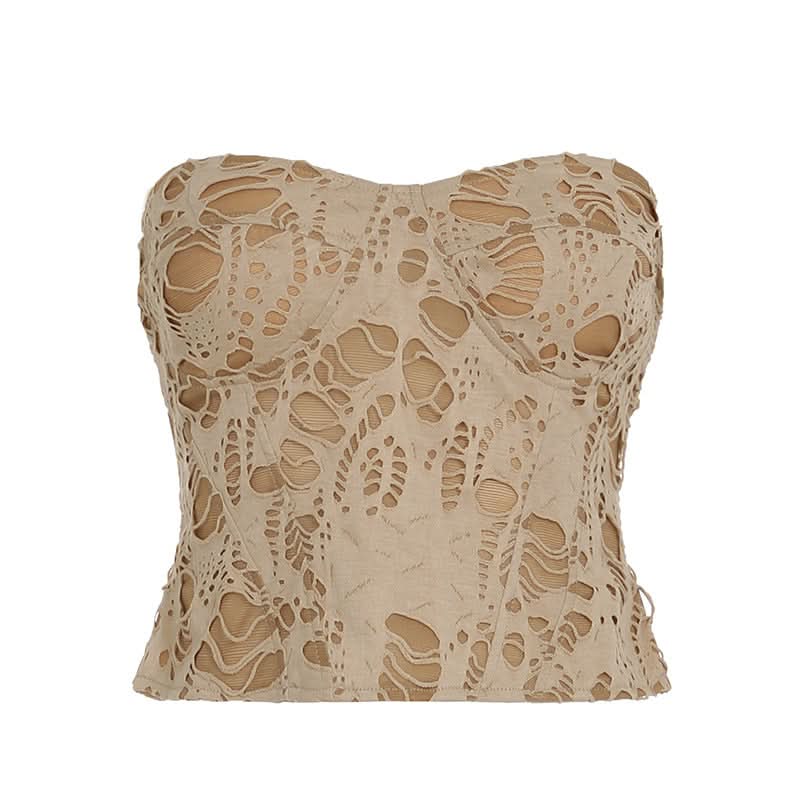Shredded Chic Sweetheart Bustier Top - Fall Fashion Statement