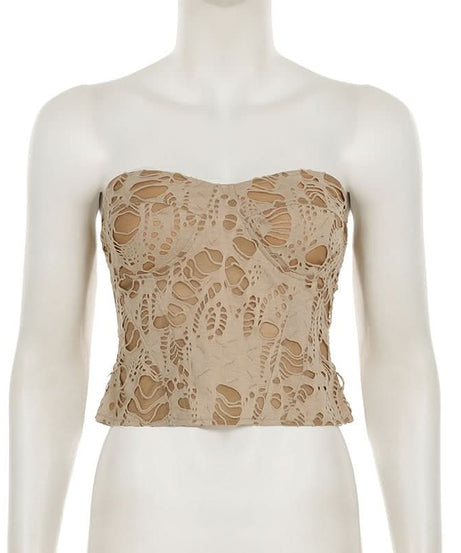 Shredded Chic Sweetheart Bustier Top - Fall Fashion Statement