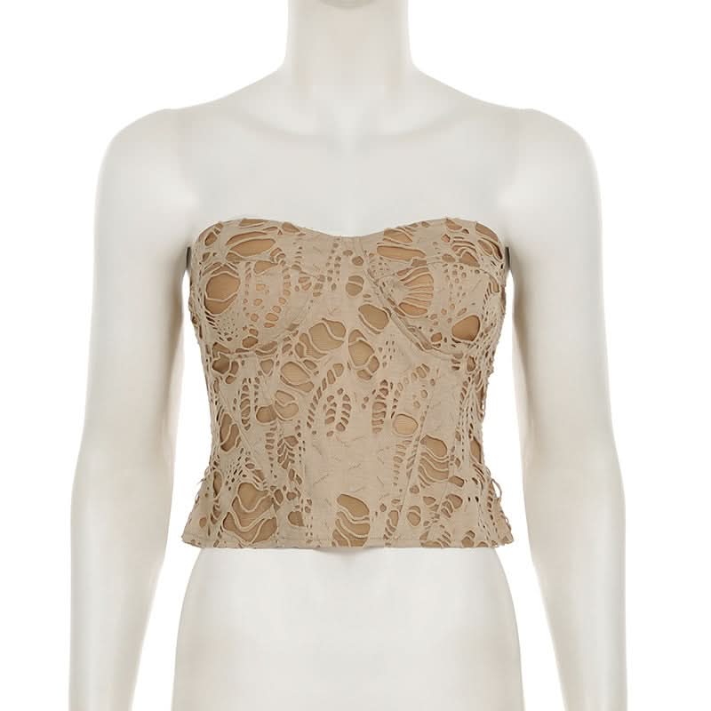 Shredded Chic Sweetheart Bustier Top - Fall Fashion Statement