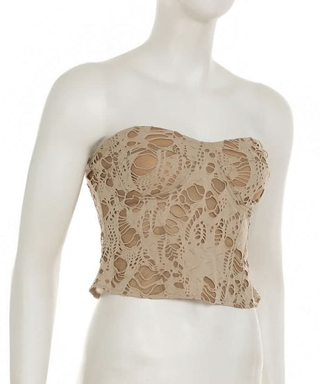 Shredded Chic Sweetheart Bustier Top - Fall Fashion Statement