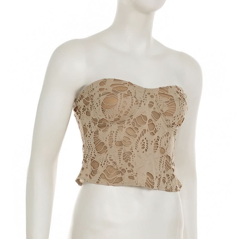 Shredded Chic Sweetheart Bustier Top - Fall Fashion Statement