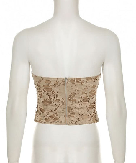 Shredded Chic Sweetheart Bustier Top - Fall Fashion Statement