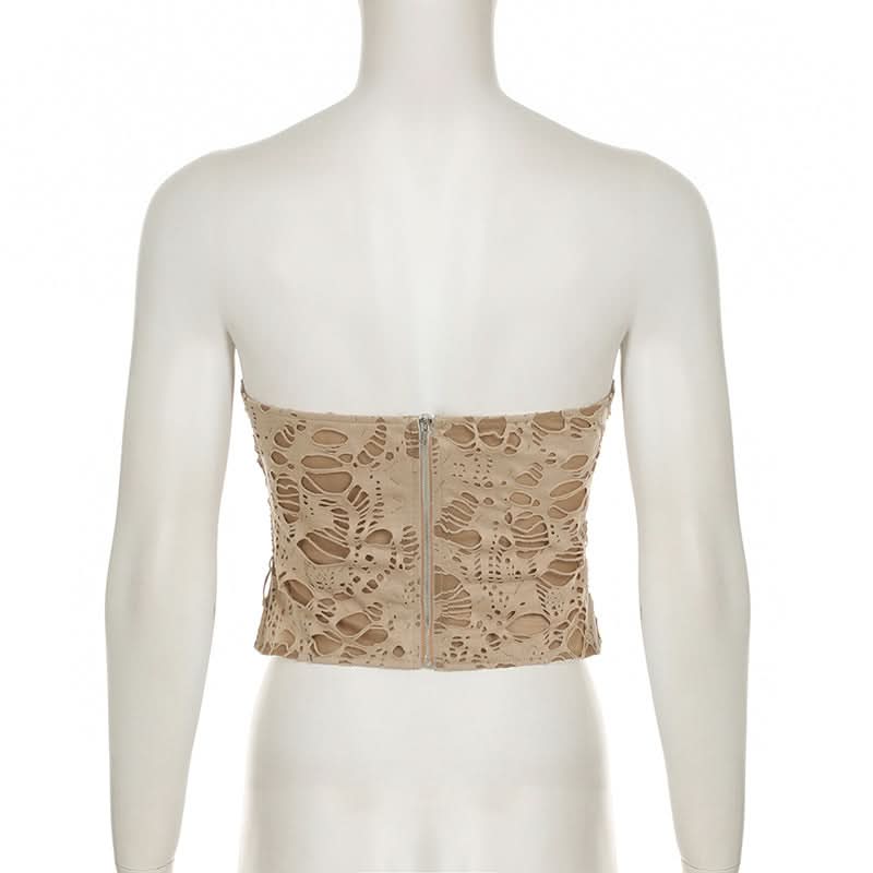 Shredded Chic Sweetheart Bustier Top - Fall Fashion Statement