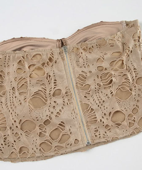 Shredded Chic Sweetheart Bustier Top - Fall Fashion Statement