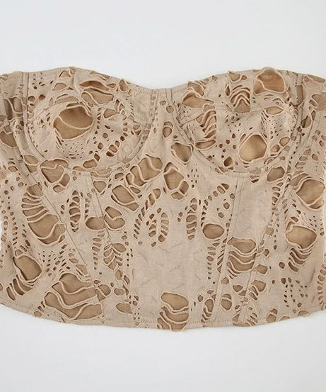 Shredded Chic Sweetheart Bustier Top - Fall Fashion Statement