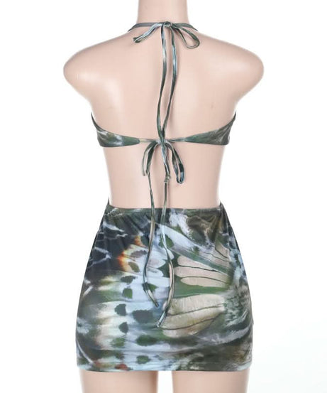 Enchanting Butterfly Halter Cut-Out Mini Dress - Your Pre-Holiday Getaway & Party Statement Piece