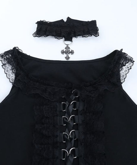 Gothic Glam Lace-Up Corset Cami Top - Spooky Season & Fall Fashion Essential