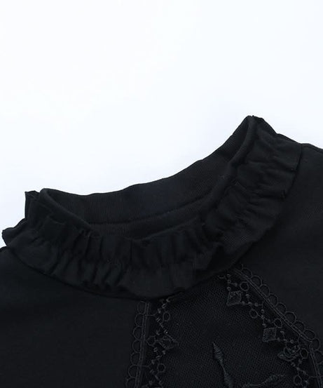 Spooky Chic Gothic Coffin Lace High Neck Top - Halloween & Fall Ready