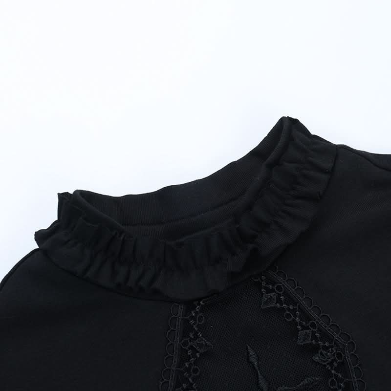 Spooky Chic Gothic Coffin Lace High Neck Top - Halloween & Fall Ready