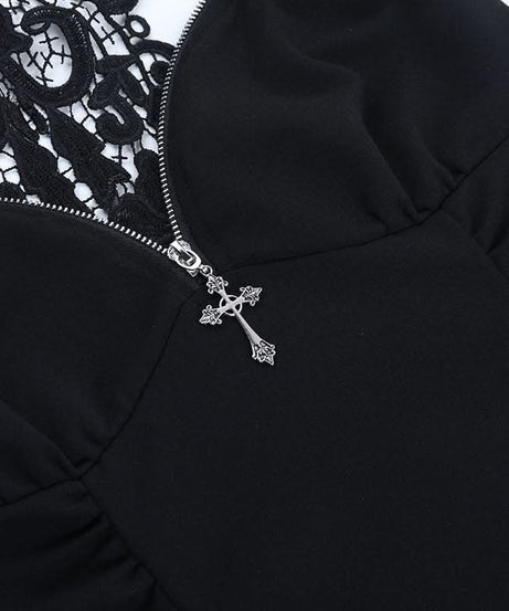 Gothic Siren O-Ring Lace Halter Top | Spooky Season & Edgy Fall Fashion