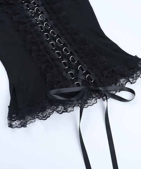 Gothic Glam Lace-Up Corset Cami Top - Spooky Season & Fall Fashion Essential