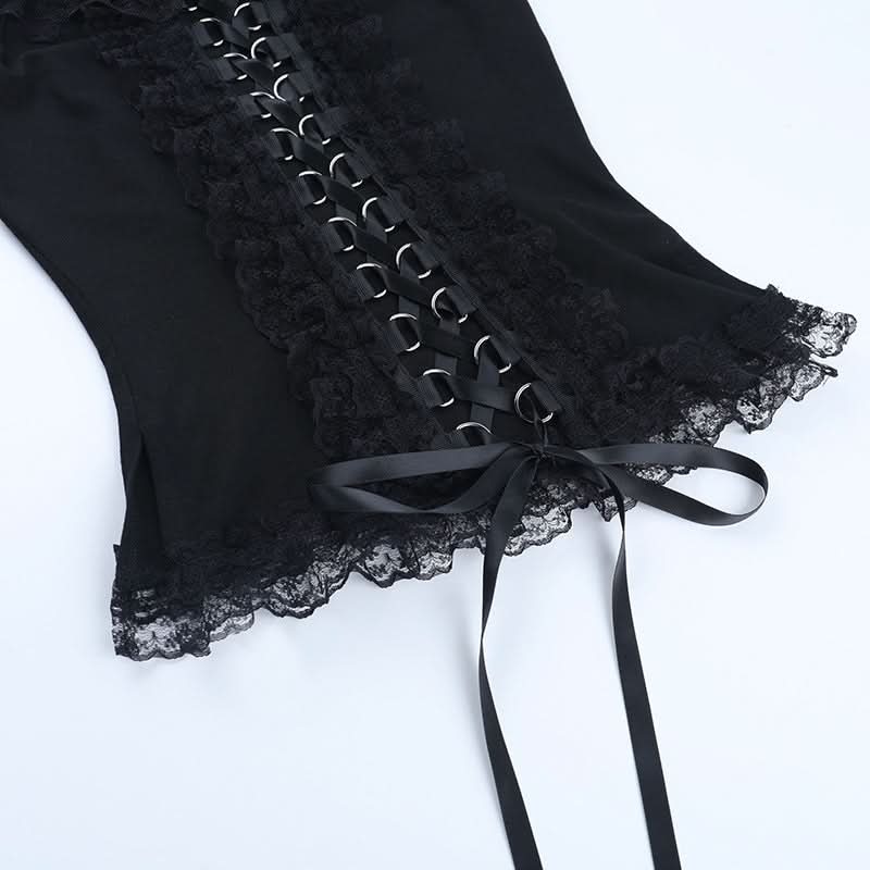 Gothic Glam Lace-Up Corset Cami Top - Spooky Season & Fall Fashion Essential