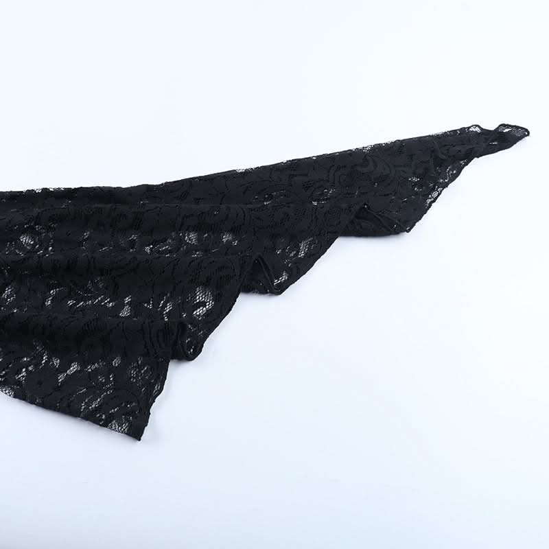 Gothic Vampire Velvet Slit Gown with Dramatic Lace Bell Sleeves | Perfect for Halloween & Fall