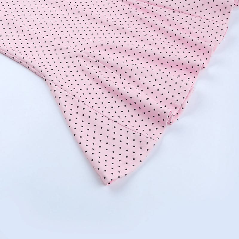 Effortless Fall Chic: Pink Polka Dot Cami Midi Dress with Flattering Mermaid Hem