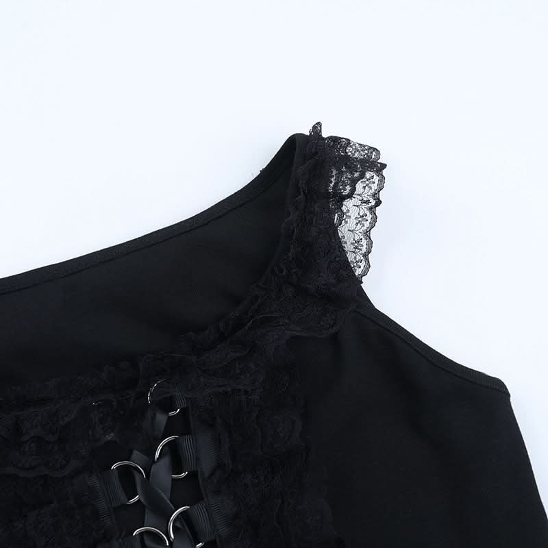 Gothic Glam Lace-Up Corset Cami Top - Spooky Season & Fall Fashion Essential