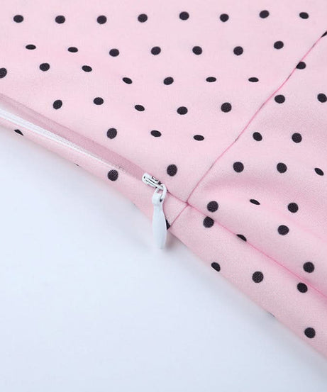 Effortless Fall Chic: Pink Polka Dot Cami Midi Dress with Flattering Mermaid Hem