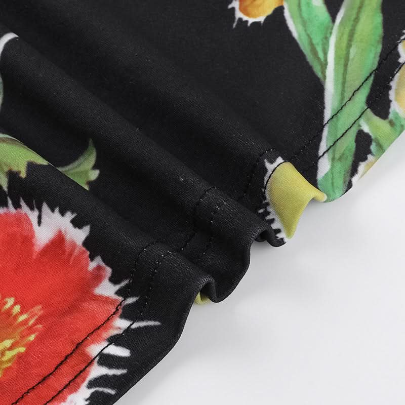 Chic Autumn Bloom Backless Mini Dress - Square Neck Floral Bodycon for Women