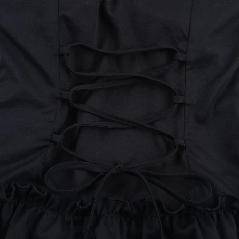 Gothic Blue Plaid Corset Top | Edgy Fall & Halloween Ruffle Bustier