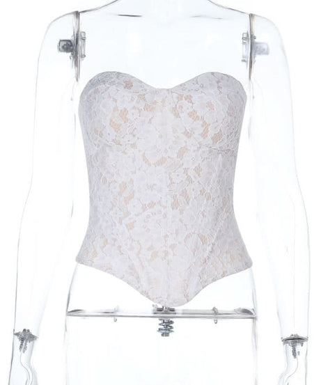 Romantic White Lace Sweetheart Bustier Top – Your Chic Essential for Fall & Holiday Nights